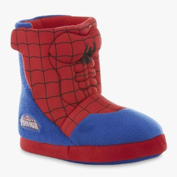 MARVEL BOY'S SPIDERMAN SLIPPER BOOTIES RED/BLUE SIZE MEDIUM 7/8 - Picture 1 of 8